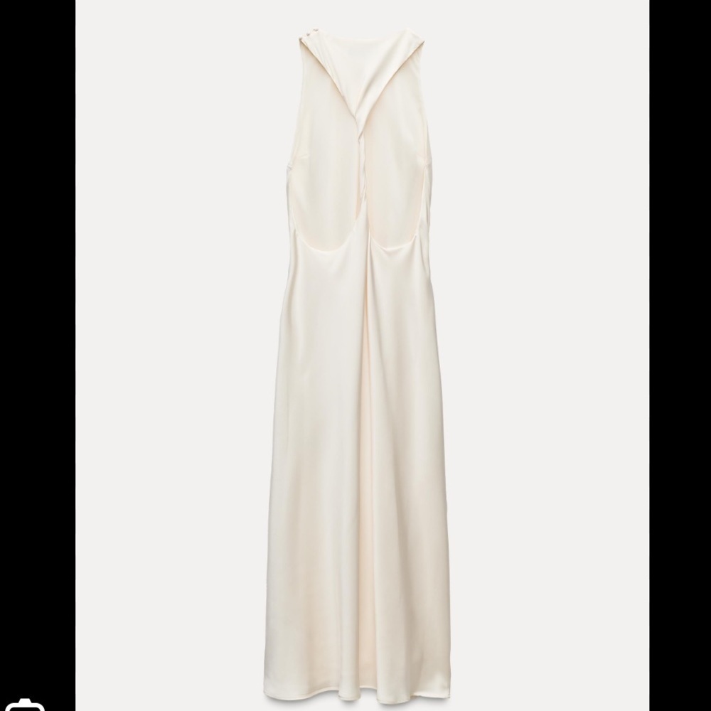 Zara Cream Midi Slip Dress with Open Back - Picture 3 of 9